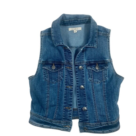 cropped sleeveless denim vest  women size med BEAUTIFUL - Picture 10 of 15
